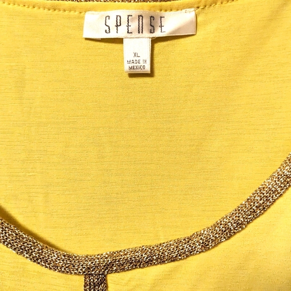 🔥SALE🔥 Spence Sleeveless Yellow Top Gold Embellishments Hi Low Sz. XL - Picture 8 of 12